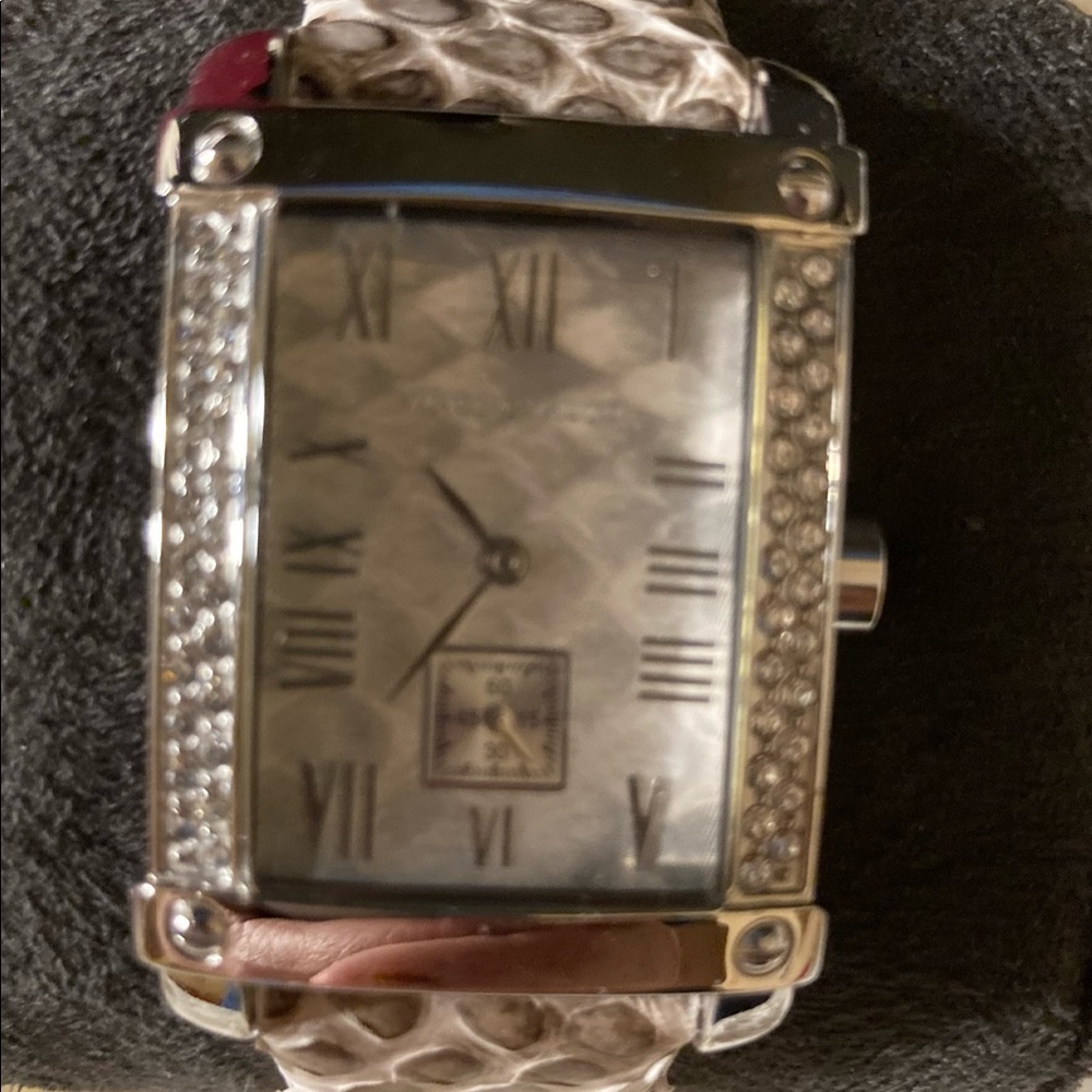 Vince Camuto Silver Python Leather Band Watch